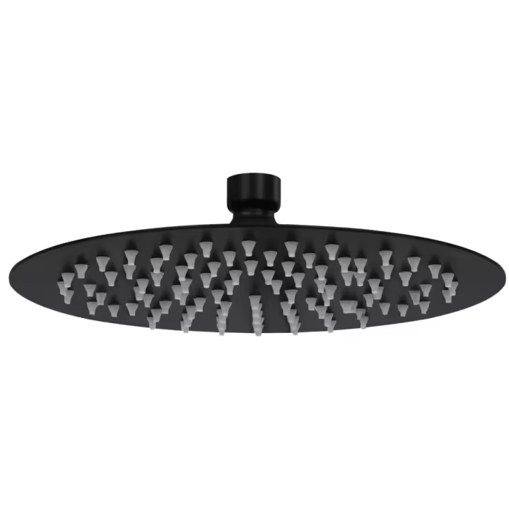 vidaXL Cabezal de ducha efecto lluvia acero inox redondo negro 20 cm - 1