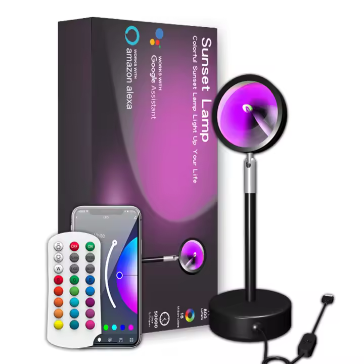 Lámpara de Pie RGB con Control Remoto de Aplicación, Proyección de Arco Iris, Luz de Atenuador y Transmisión en Vivo - 1