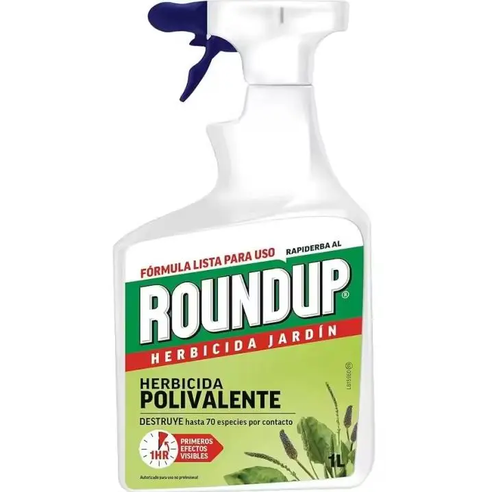Roundup Herbicida Polivalente ECO Jardín Garden listo para su uso. Pistola Spray Aplicador 1 Litro Marca Massó - Control Malezas, Elimina Musgo - 1
