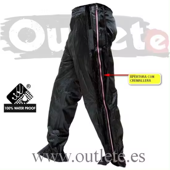 Elinkume Pantalón Lluvia Nylon Forro Cremallera Lateral - Impermeable y Transpirable - 1