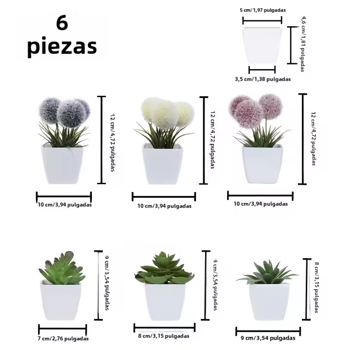 1SET De 6PC Mini Plantas Artificiales Bonsái Para Decoración De Hogar Oficina Restaurante Tienda Escritorio Estante - 1