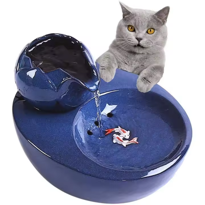 Fuente de Agua para Gatos de Cerámica, Dispensador Vertical with Circulación Automática y Filtros - 1
