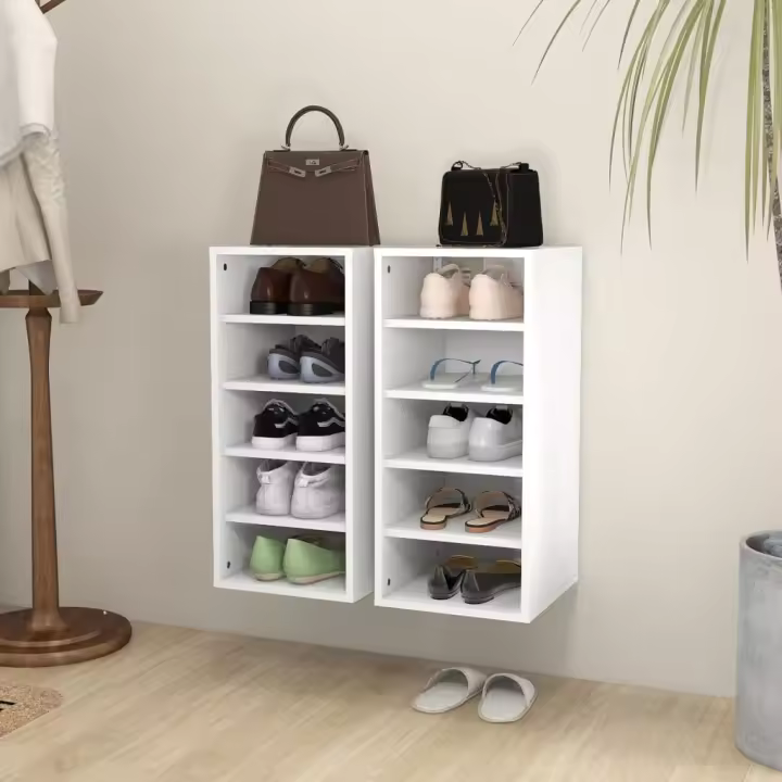 vidaXL Muebles zapateros 2 uds contrachapada blanco 31,5x35x70 cm - 1
