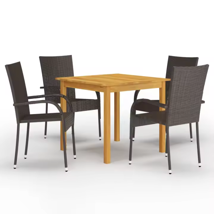 vidaXL Juego de comedor para jardín 5 piezas marrón - 1