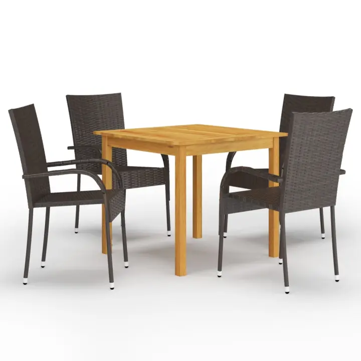 vidaXL Juego de comedor para jardín 5 piezas marrón - 1