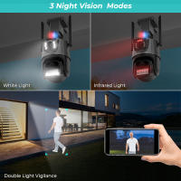 Cámara PTZ Wifi 4K 8MP HD Exterior Con Doble Pantalla Y Lente Doble Alarma De Luz De Policía Inteligente De Seguridad Doméstica Compatible Con Android Y iOS - details 7