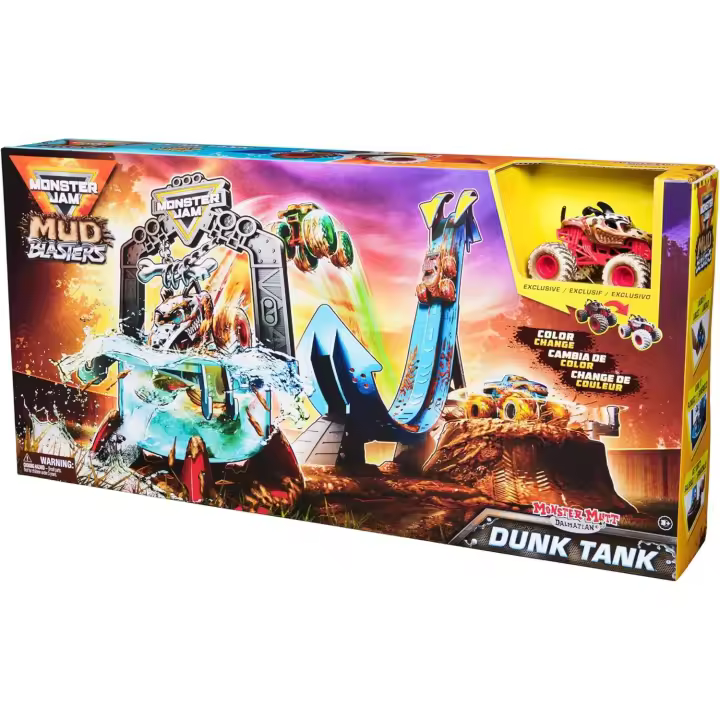 Monster Jam - Escenario Monster Mutt Dalmatian Dunk Y Coche Monstruo Exclusivo Que Cambia de Color Escala 1:87 - Coches para Niños - Juegos Infantiles - Juguetes Niños 3 años + (Spin Master 6072014) - 1