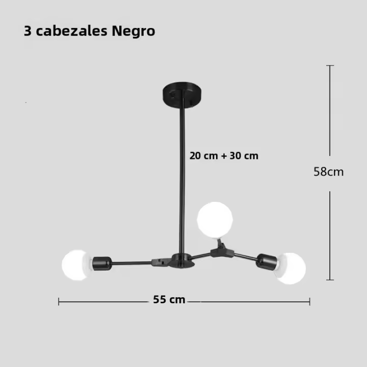 Lámpara De Techo Moderna Y Minimalista Ajustable En Ángulo Negro/Oro Chandelier Pendente Iluminación Metal E27 Fuente De Alimentación DC - 1