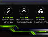 DUOTTS S26 Bicicleta Eléctrica 750W 2 Motores 50km/h Velocidad Máxima 264.0 pulgadas Neumáticos Inflables Tipo Fat 48V 20Ah Batería SAMSUNG 120km de Autonomía Shimano 7 Velocidades 150kg Carga Máxima App Inteligente - Negro - details 1
