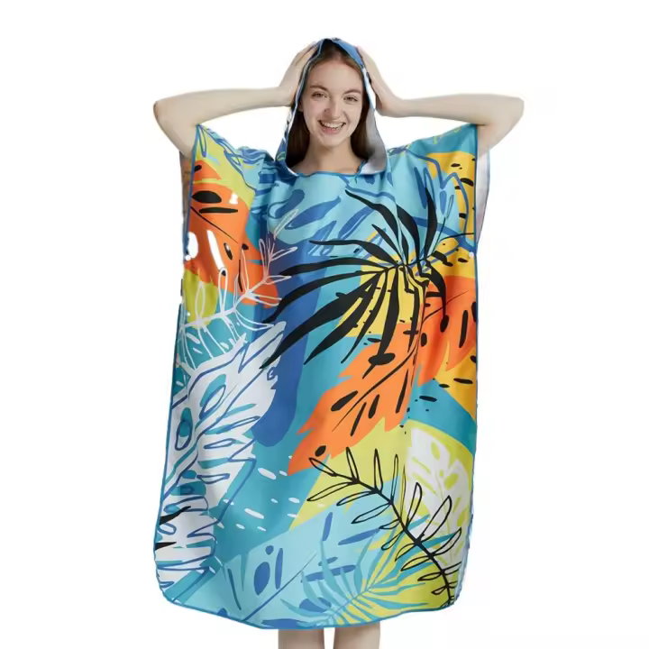 Poncho Toalla de microfibra para playa robe de cambio para adultos Toalla de playa poncho de playa A20 - 1