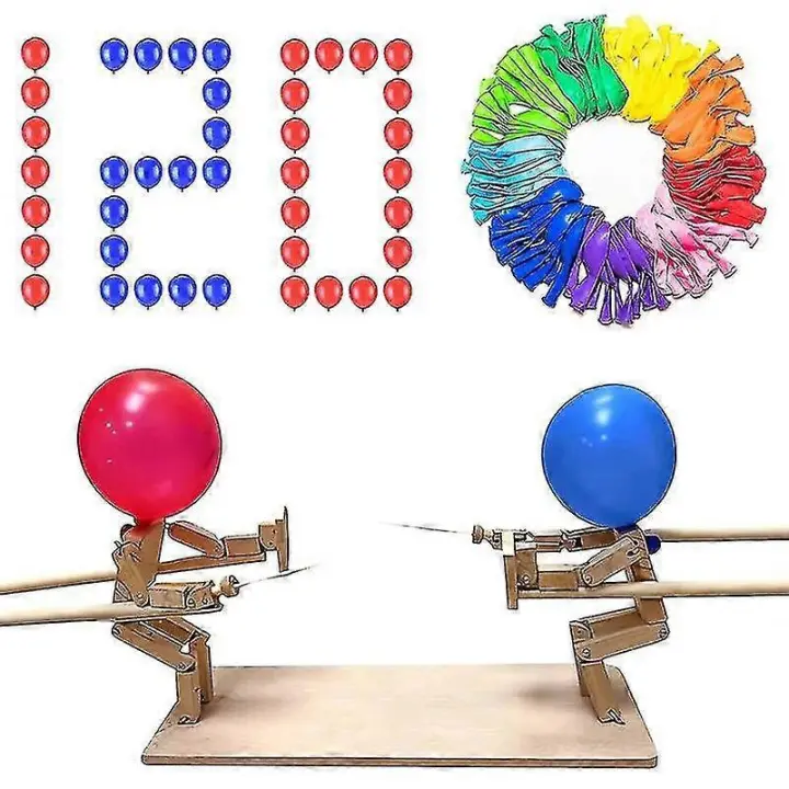 Esgrima de madera hecho a mano marionetas globo bambú hombre batalla juegos Whack globo juegos divertidos bots de Madera Juguetes PARA 2 JUGADORES - 1