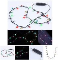 Collar De Disfraz Navideño Con Luz LED Miniatura 8 Luces Que Parpadean Accesorio De Fiesta Con Efecto De Luz - details 4