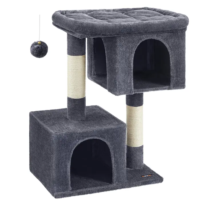 Feandrea Árbol para Gatos, Torre para Gatos de 101 cm, XL, para Gatos Extra Grandes de hasta 20 kg, Plataforma Grande para Gatos, 2 Cuevas para Gatos, Rascador, Gris Ahumado/Gris Claro/Beige - 1