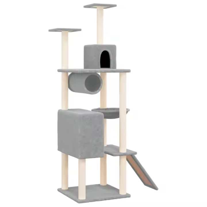 Rascador para Gatos con postes de isal gris Claro 168 cm - 1