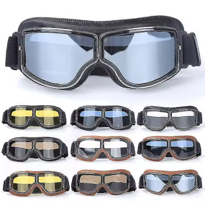 Gafas de cuero Vintage gafas de motocicleta Retro Jet casco gafas - 1