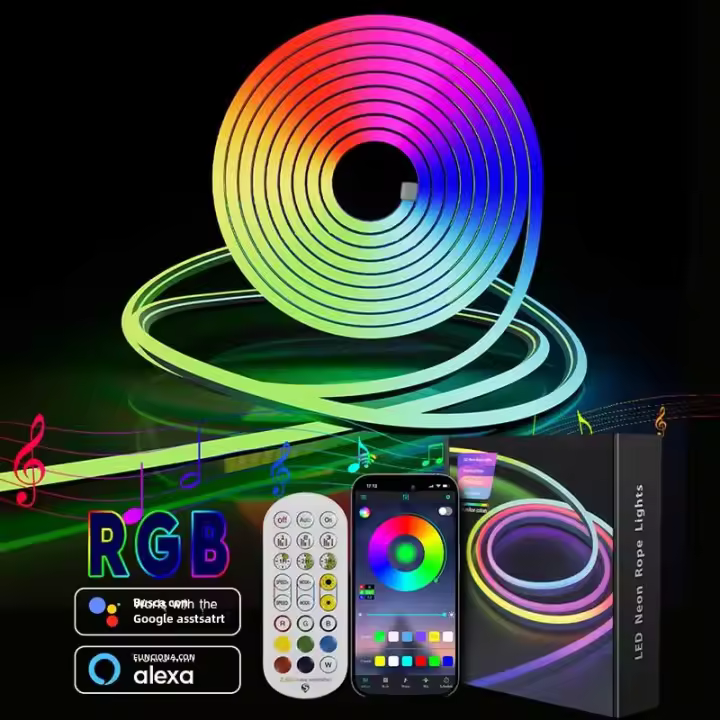 Tira De Luz LED Neón 3/5m Inteligente WIFI APP RGB 16 Colores Impermeable Flexible Compatible Con Alexa Para Decoración De Habitación - 1