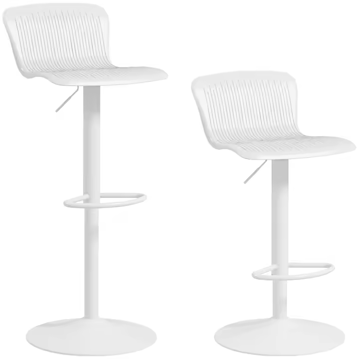HOMCOM Conjunto de 2 Taburetes Altos de Cocina Sillas Altas de Cocina Giratorias con Respaldo y Altura Ajustable Carga 120 kg para Bar Salón Comedor - 1