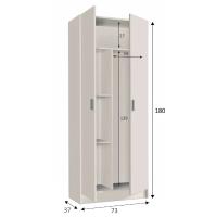 Meimon Armario escobero MULTIUSOS 2 puertas en color blanco, con estantes regulables, bisagras y soportes metálicos, tiradores ABS gris aluminio, estructura en melamina TIPO E1, medidas 180x73x37 cm, capacidad 45 kg - details 3