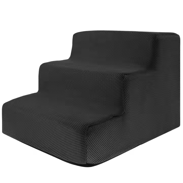 Escaleras Para Perros 3 Pasos Rampas Antideslizantes De Espuma Suave Alta Densidad Desmontables Para Cama O Sofá Algodón De Goma Suministros Para Mascotas - 1