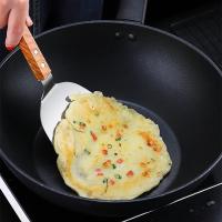 Cuchara De Teppanyaki De Acero Inoxidable Con Mango De Madera Antideslizante Para Pescado Y Panqueques Utensilios De Cocina - details 4
