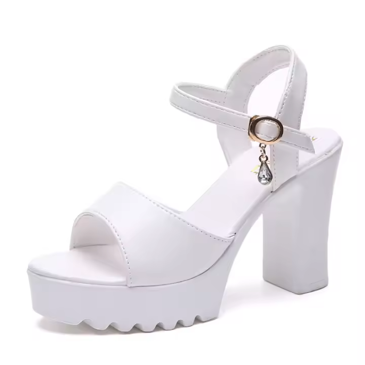 Sandalias De Plataforma Alta Para Mujer Con Hebilla Y Diseño De Boca De Pez Zapatos De Tacón Alto Casual Material PU - 1
