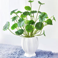 Plantas Artificiales De Loto Y Eucalipto 37cm Con 18 Cabezas Hojas De Cobre Para Decoración De Oficina Y Hogar Plástico Realista - details 0