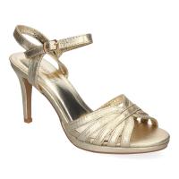 PuntoSalao Sandalias doradas de tacón medio de vestir para mujer S-2384 - Una Sandalias de Tacón medio de Fiesta para Mujer  Adornos Cruzados en la Pala y Correa Ajustable de Hebilla. - details 1