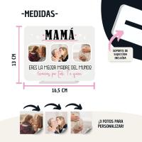 DEREGALOOS Placa Decorativa Personalizada Eres la Mejor Madre del Mundo con 3 Fotos., Idea de Regalo Original para el Día de la Madre - details 1