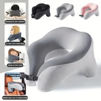 Almohada de Viaje Ergonómica en Forma de U - Funda Extraíble y Lavable, Soporte para el Cuello para Coche, Oficina y Uso Doméstico - Anti-Manchas, Tejido de Punto Suave - Opciones en Negro - details 1