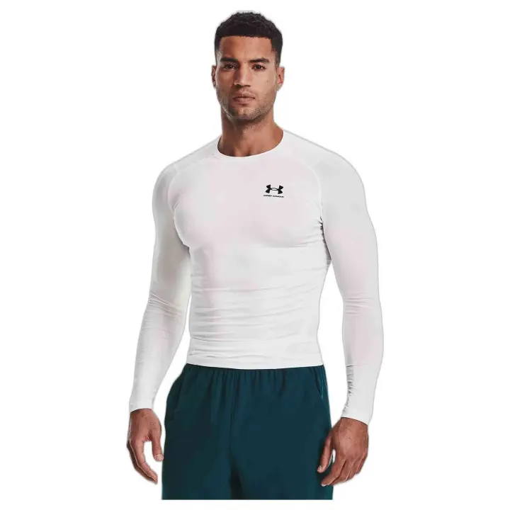 Camiseta de Manga Larga Under Armour Heatgear Compression Mock para hombre en color blanco - 1