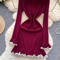 Nuevo Abrigo De Otoño Para Mujer Con Mangas Flare Y Cuello Redondo Dress De Patchwork Colorido Con Volantes Slim Mini Para Fiesta - details 17