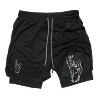 Shorts De Entrenamiento Para Hombre Con Bolsillo Para Teléfono Y Anillo De Toalla 2 En 1 Running Performance Compresión Activewear Deportivo - details 4