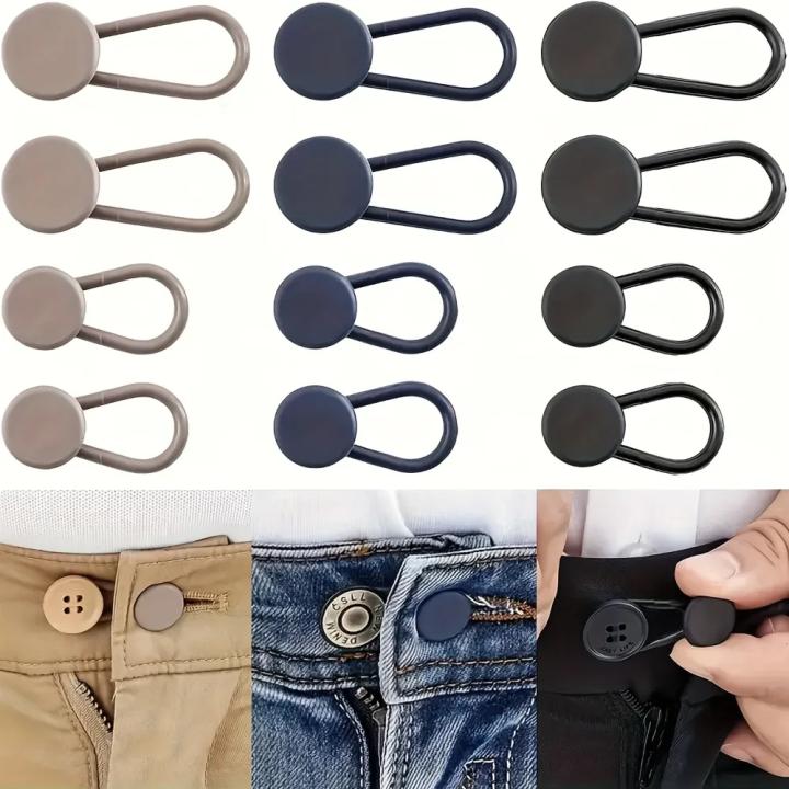Ajustable 4/12-Pack Extensores De Cintura Para Jeans Sin Costuras Agregan 1-1.4 Pulgadas Para Hombres Y Mujeres En Café/Azul/ Negro