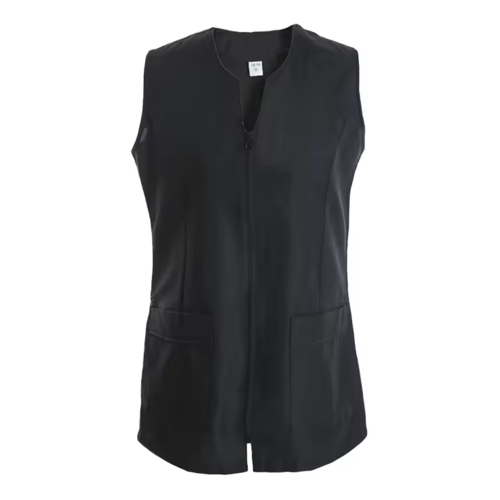 DEKORA SOUL - Casaca Laboral Señora Sin Mangas - Ideal para Clínicas y Peluquerías - Blanco/Negro - 1