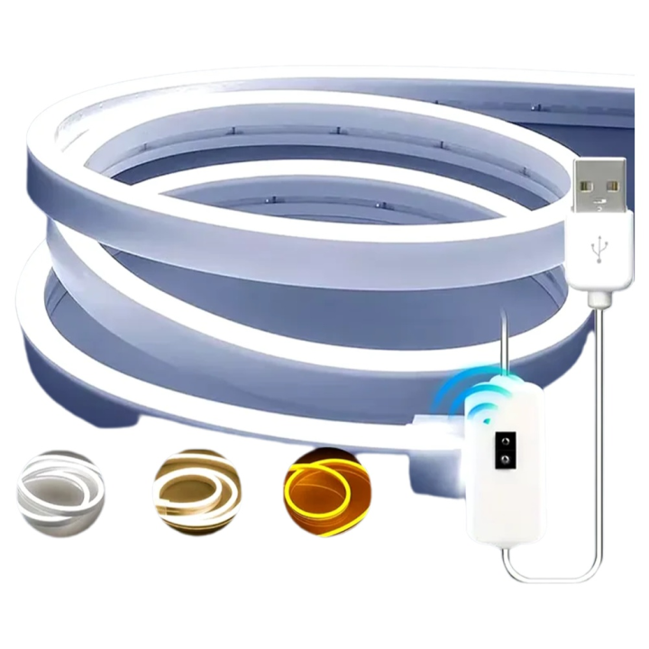 LED Neón Flexible Y Impermeable Con Sensor De Movimiento Y Interruptor De Escaneo De Mano USB Potenciado Dimmable Para Fiestas En Casa DIY Sign Neón