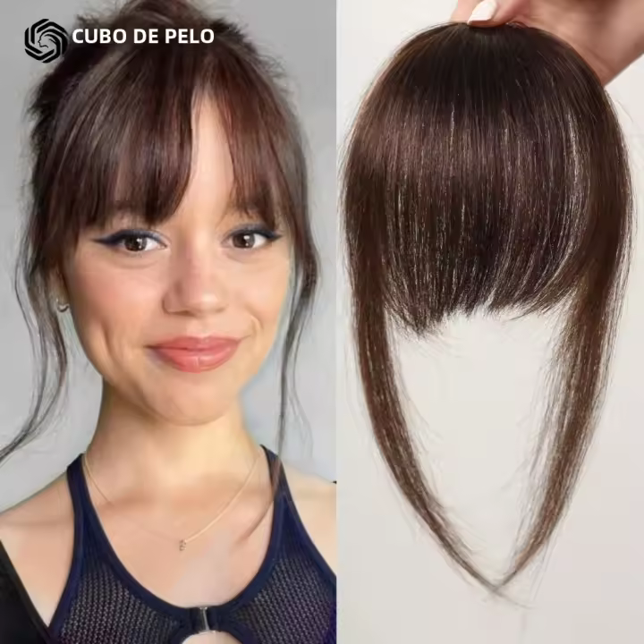 Extensiones De Flequillo Humano 100% Natural Clip in Para Mujer Color Miel Falsa Franja Con Temples Uso Diario - 1