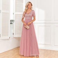 Vestido De Noche Elegante Para Mujer Con Doble V-Neck Y Volante A-Line Con Lentejuelas Vestido De Cocodrilo Para Fiesta Y Eventos Formales - details 8