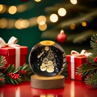 Lámpara De Noche LED 3D Cristal Navidad Con Base De Madera Galaxia Luna Payaso Navidad Decoración Para Dormitorio Hogar Regalo - details 6