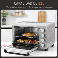 HOMCOM Mini Horno Eléctrico 32L 1600W Horno Eléctrico de Sobremesa con 3 Modos de Calor Temporizador Bandeja Ajustable y Temperatura Regulable 52,2x38,1x33,5 cm - details 0