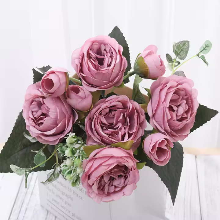 Flores Artificiales De Paeonia Rosa Persa Silken Para Decoración De Hogar Y Bodas DIY Arreglo Floral Para Sala De Estar Y Jardín - 1