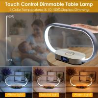Lámpara de mesa de noche, lámpara de escritorio LED con control táctil con reloj digital y carga inalámbrica, lámpara de lectura regulable para uso doméstico y oficina, diseño moderno en varios - details 2