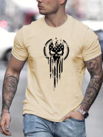 Camiseta De Verano Para Hombre Talla Grande 100% Algodón Estampado De Calavera Cuello Redondo Manga Corta Ajustada Top Casual - details 4