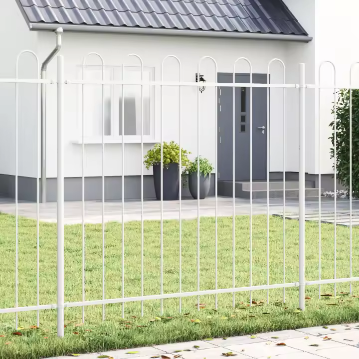 vidaXL Valla de Jardín con Parte Superior en Forma de Arco Blanca 3,4x1,5 m de Acero - 1