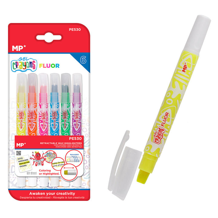 DAM SET MARCADORES DE CERA BLANDA FLUORESCENTE 6 Uds. Color: Multicolor