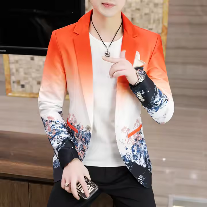 Chaleco Slim Fit Para Hombre Moda Otoño Estampado Coreano Casual De Un Botón Estilo Boutique Para Banquete Y Compras - 1