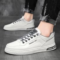 Zapatos Casuales Para Hombre Blancos Transpirables Moda Tenis Andar Conducir Patineta Plataforma Antideslizante Cuero Artificial - details 10
