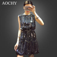Vestido Mini De Encaje Para Mujer Estilo Casual Sin Mangas Con Cuello En V Vestido De Fiesta A-Line Zipper Cintura Elástica Polyester - details 3