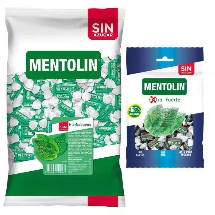 Mentolín caramelos garganta hierbabuena s/a bolsa 1kg y de regalo extra fuerte s/a bolsa 100g - 1