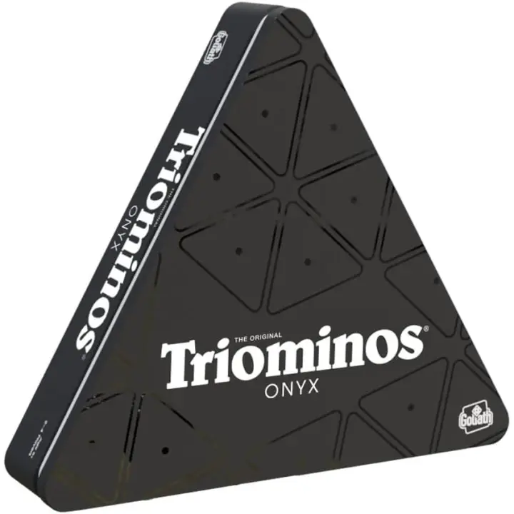 Goliath - Triominos Onyx - Dominó Triangular y Negro en Caja Metálica - Juego de Estrategia - Juego de Mesa - Para Jugar en Familia o con Amigos - A partir de 6 Años - 1