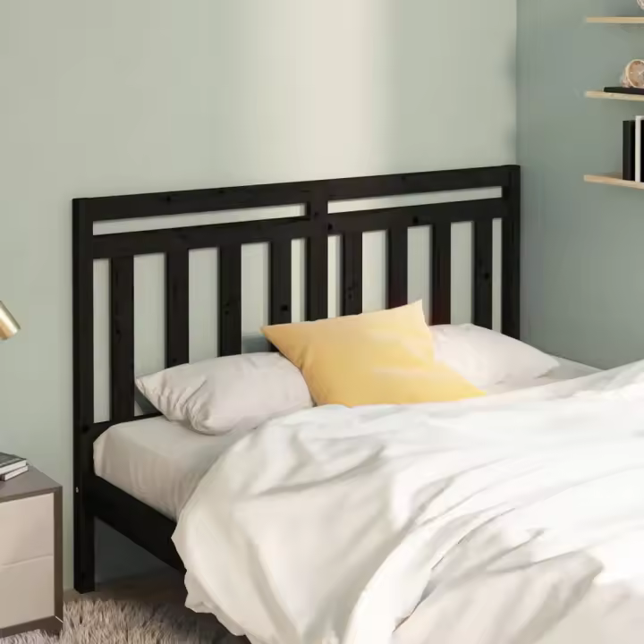 vidaXL Cabecero de cama madera maciza de pino negro 166x4x100 cm - 1